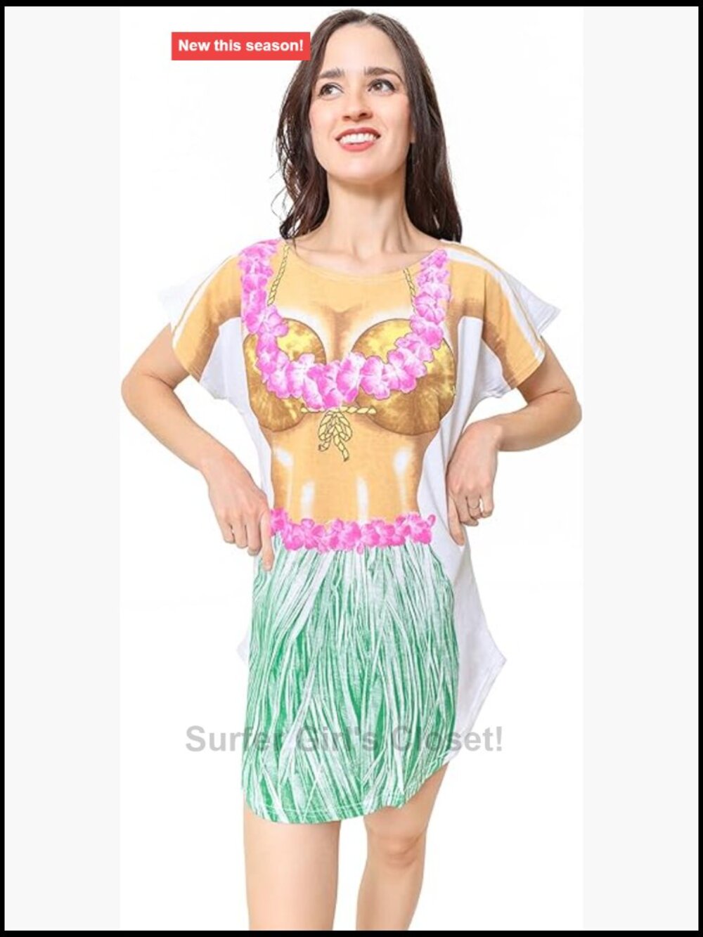 Women's Bikini Print T-Shirt Cover-Up Beach Dress